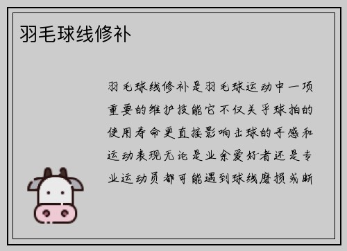 羽毛球线修补